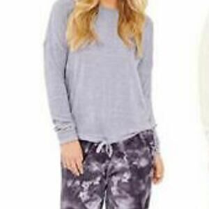 Three Dots purple velour long sleeve top L